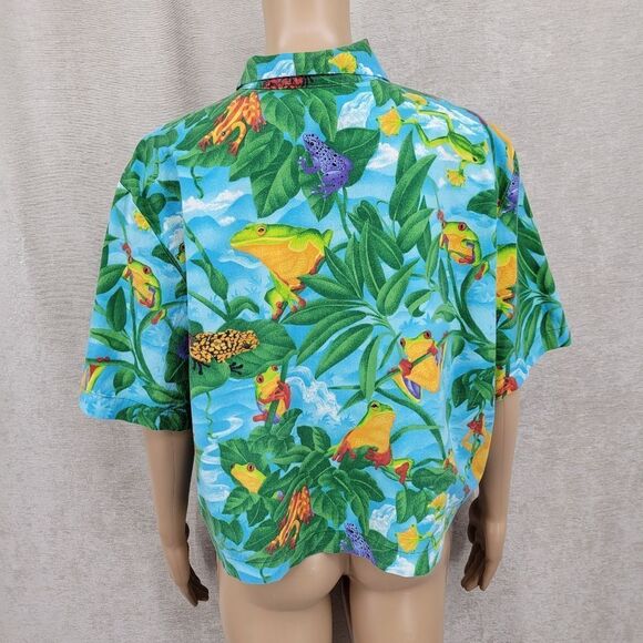 Cactus Flower Vintage Cropped Shirt Tropical Tree Frog Vacation - Picture 5 of 9